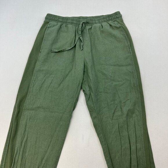 Lana Roux Women’s Linen Blend Jogger Pants Drawstring Green Size Small Pockets - Picture 2 of 9